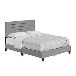 E-Rest Walden Twin Linen Upholstered Platform Bed in Grey