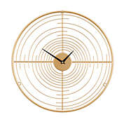 Ridge Road Decor 20-Inch Round Metal Contemporary Wall Clock in Gold