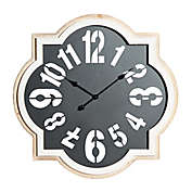 Ridge Road Decor 32-Inch Quatrefoil Metal Farmhouse Wall Clock in Black/White
