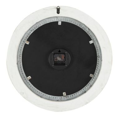 Ridge Road Decor 22-Inch Round Wood Farmhouse Wall Clock in White. View a larger version of this product image.