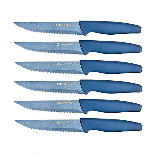 Alternate image 1 for Granitestone Diamond 6-Piece Steak Knife Set in Blue
