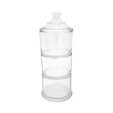 Everhome&trade; Traditional Charm 3-Piece Stacked Glass Apothecary Canister Set with Lid. View a larger version of this product image.