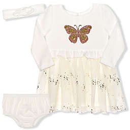 Nannette Baby® Size 3-6M 3-Piece Butterfly Tutu Dress Set in Cream