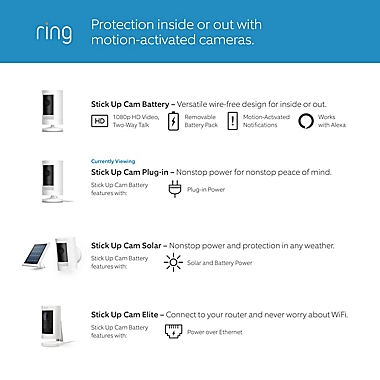 Ring&reg; Stick Up Cam Plug-In in Black. View a larger version of this product image.