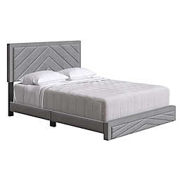 E-Rest Hadleigh King Linen Upholstered Platform Bed in Grey
