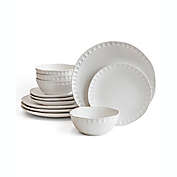 Over and Back&reg; Thumbprint 12-Piece Dinnerware Set in White