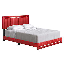 E-Rest Huxley Queen Faux Leather Upholstered Platform Bed in Red