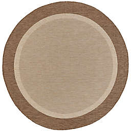 Tayse Rugs Dania 5'3 Round Solid Border Area Rug in Brown