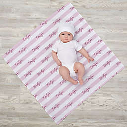 Delicate Stripes Personalized Baby Girl Receiving Blanket
