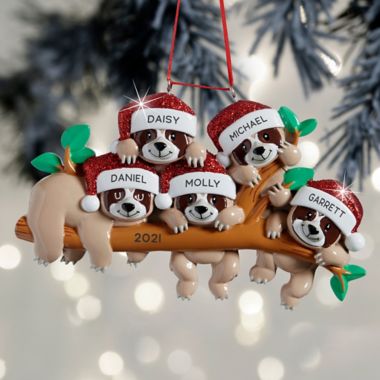 Sloth Family  x 5-Inch Personalized Ornament with Five Names | Bed  Bath & Beyond