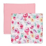 The Honest Company&reg; 2-Pack Rose Blossom Organic Cotton Swaddle Blankets