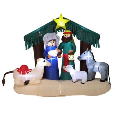 Luxen Home&reg; 6.5-Foot Pre-Lit Nativity Scene Inflatable Lawn Decoration in Brown