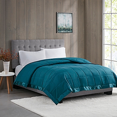 Madison Park&reg; Windom Twin Microfiber Throw Blanket in Teal. View a larger version of this product image.