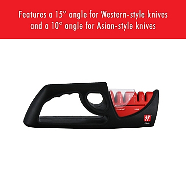 Zwilling J.A. Henckels 4-Stage Manual Knife Sharpener in Red/Black. View a larger version of this product image.