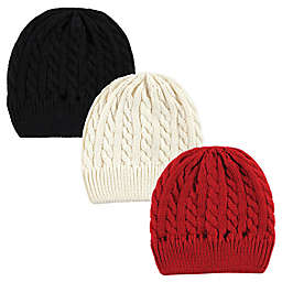 Hudson Baby® 3-Pack Knitted Caps in Black/Red