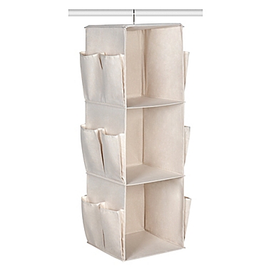 Squared Away&trade; 3-Shelf 12-Pocket Garment Storage Organizer in Egret/Oyster Grey. View a larger version of this product image.