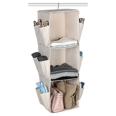 Squared Away&trade; 3-Shelf 12-Pocket Garment Storage Organizer in Egret/Oyster Grey. View a larger version of this product image.