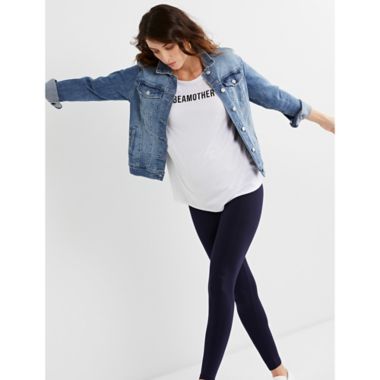 Motherhood&reg; Maternity Small Luxe Essentials Secret Fit Belly Maternity Leggings in Navy. View a larger version of this product image.