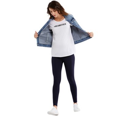 Motherhood&reg; Maternity Small Luxe Essentials Secret Fit Belly Maternity Leggings in Navy. View a larger version of this product image.