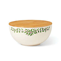 Lenox® Holiday Serve Bowl with Wooden Lid in Ivory