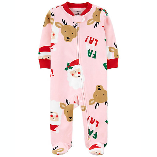 Alternate image 1 for carter's® Santa Fleece Zip-Up Sleep & Play Footed Pajama