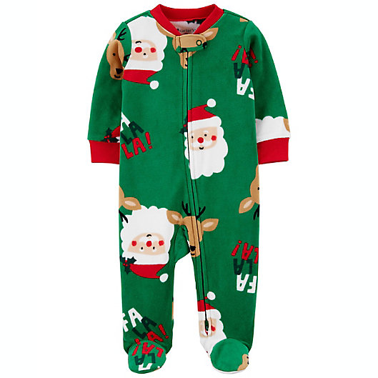 Carters NWT 4T Red Santa's Favorite Stripe Christmas Footed Fleece Pajama Boys 