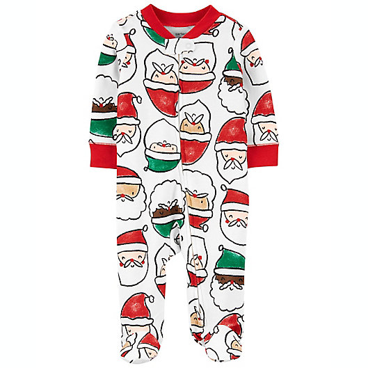 Alternate image 1 for carter's® Size 9M Santa Fleece Zip-Up Sleep & Play Footed Pajama