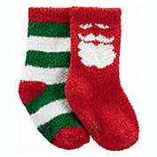 carter&#39;s&reg; 2-Pack Santa and Stripe Christmas Crew Socks in Green/Red