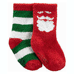 carter's® Size 12-24M 2-Pack Santa and Stripe Christmas Crew Socks in Green/Red