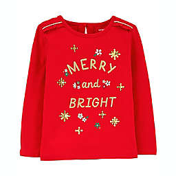 carter's® "Merry and Bright" Long Sleeve Jersey T-Shirt in Red
