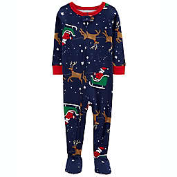 carter's® Size 12M Reindeer Snug Fit Footie Pajama in Navy