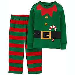 carter's® Size 24M 2-Piece Elf Christmas Long Sleeve Pajama Set in Green/Red