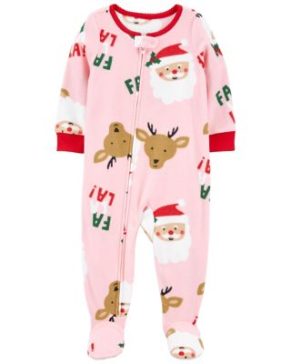 carter&#39;s&reg; Santa Fleece Zip-Up Sleep &amp; Play Footed Pajama in Pink