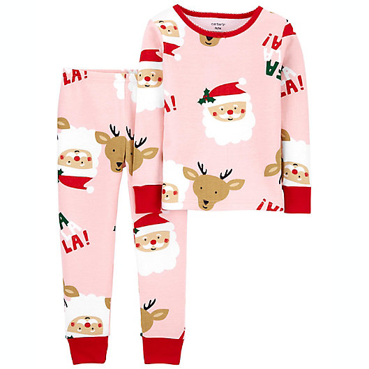 Alternate image 1 for carter's® 2-Piece Santa Icon Pajama in Pink
