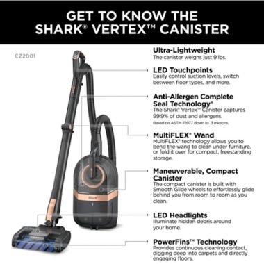 Shark&reg; Vertex &trade; Bagless Corded Canister Vacuum in Black/Copper. View a larger version of this product image.