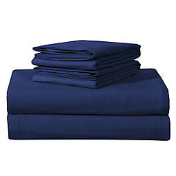 EnvioHome Solid Flannel Twin Sheet Set in Navy