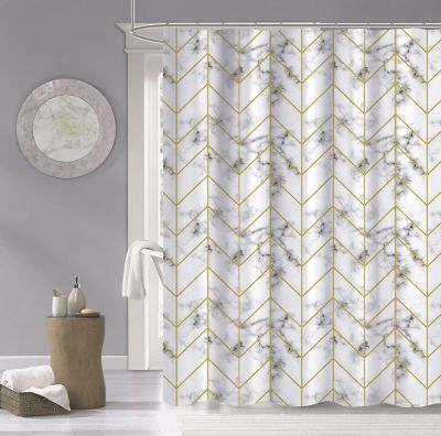 Dainty Home 72-Inch x 72-Inch Luxe Marble Shower Curtain in Silver