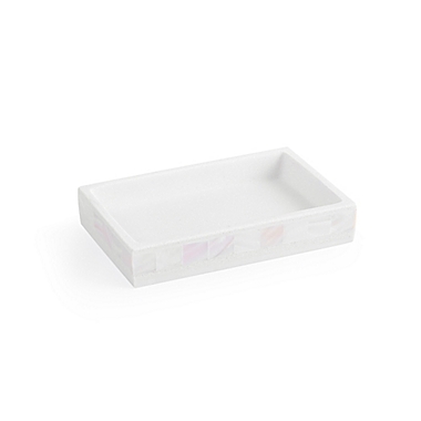 Everhome&trade; Capiz Stripe Soap Dish in White. View a larger version of this product image.