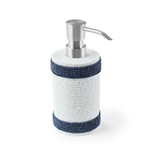 Everhome Beaded Striped Lotion Dispenser in White/Blue