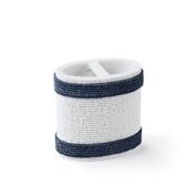 Everhome&trade; Beaded Striped Toothbrush Holder in White/Blue