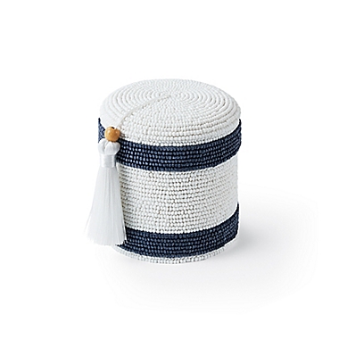Everhome&trade; Beaded Striped Jar in White/Blue. View a larger version of this product image.