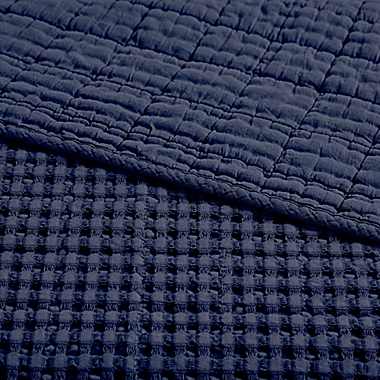 Levtex Home Mills Waffle 3-Piece Full/Queen Quilt Set in Navy. View a larger version of this product image.