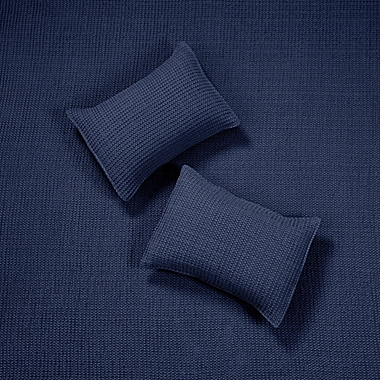 Levtex Home Mills Waffle 3-Piece Full/Queen Quilt Set in Navy. View a larger version of this product image.