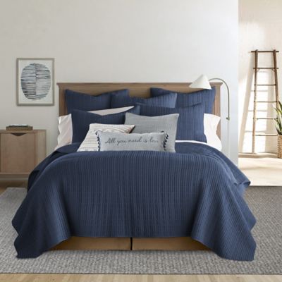 Levtex Home Mills Waffle 3-Piece King Quilt Set in Navy