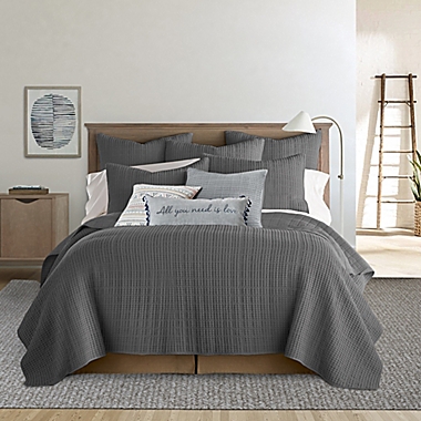 Levtex Home Mills Waffle 3-Piece King Quilt Set in Charcoal. View a larger version of this product image.