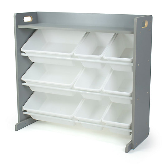 Alternate image 1 for Grey Toy Organizer with Shelf and 9 Storage Bins