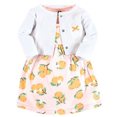 Hudson Baby&reg; Size 5T Oranges Dress and Cardigan Set in Orange/White
