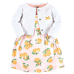 Hudson Baby® Oranges Dress and Cardigan Set in Orange/White