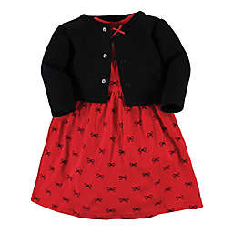 Hudson Baby® Size 9-12M 2-Piece Bow Dress and Quilted Cardigan Set in Red/Black