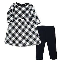 Hudson Baby® 2-Piece Plaid Quilted Dress and Leggings Set in Black